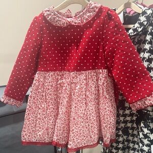 Red and White Polka Dot Floral Dress